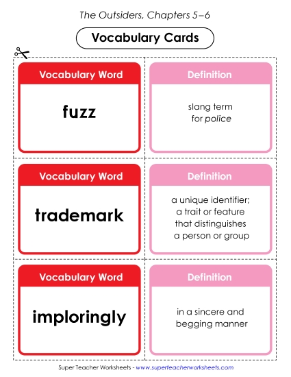New Vocabulary Cards (Chapters 5–6) Worksheet New Vocabulary Cards (Chapters 5–6) Worksheet