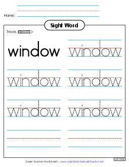 Trace the Word: Window Sight Words Individual Worksheet