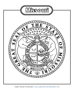 Missouri State Seal (Black & White) States Individual Worksheet