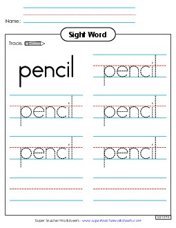 Trace the Word: Pencil Sight Words Individual Worksheet