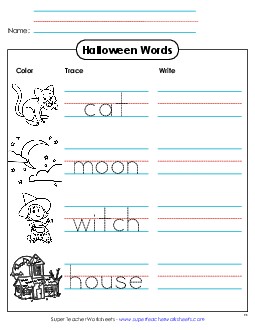 Trace-and-Write Halloween Worksheet