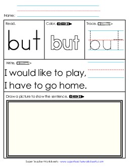 But (Sight Word) Free Sight Words Individual Worksheet