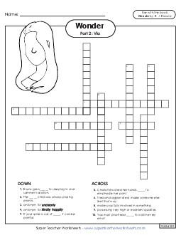 Vocabulary Crossword for Part 2  Book Wonder Worksheet