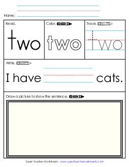 Worksheet 3: Two Sight Words Individual Worksheet