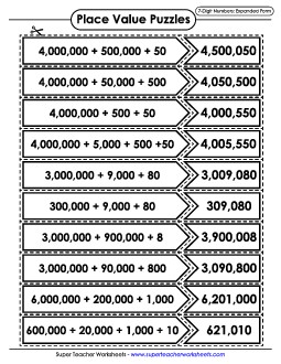 Place Value (7-Digit) Worksheet