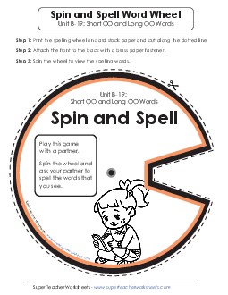 Spin and Spell (B-19) Spelling B Worksheet