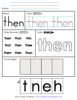 Worksheet 2: Then Free Sight Words Individual Worksheet