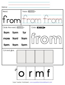 Worksheet 2: From Sight Words Individual Worksheet