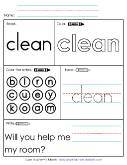 Worksheet 1: Clean Sight Words Individual Worksheet