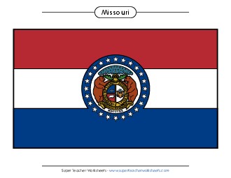 Missouri State Flag (Full-Color Version) States Individual Worksheet