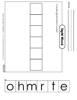 Large Cut-and-Glue: Mother Sight Words Individual Worksheet