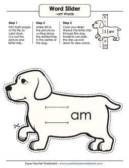 Word Slider (-am Words) Free Word Families Worksheet