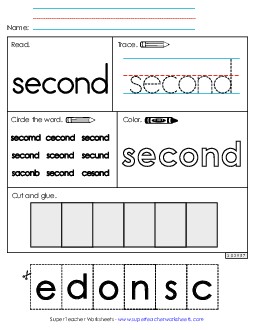 Worksheet 2: Second Sight Words Individual Worksheet