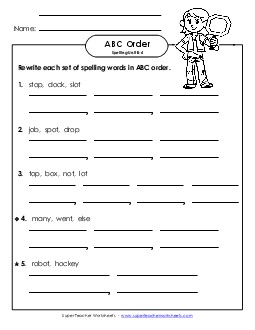 ABC Order - Word Sets (B-4) Spelling B Worksheet