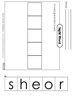 Large Cut-and-Glue: Horse Sight Words Individual Worksheet