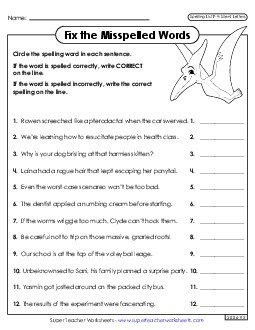 Correct or Incorrect? (F-4) Free Spelling F Worksheet