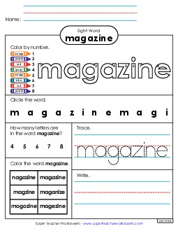 Worksheet 4: Magazine Free Sight Words Individual Worksheet