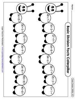 Caterpillar: Basic Division Worksheet