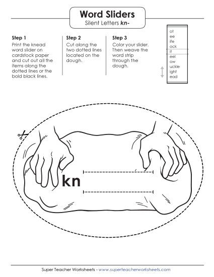 New Word Slider (Kn- Words) Worksheet New Word Slider (Kn- Words) Worksheet