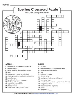 Crossword Puzzle (D-14) Spelling D Worksheet