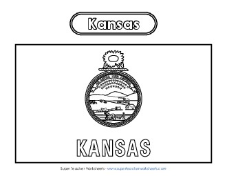 Kansas Flag Coloring Page States Individual Worksheet