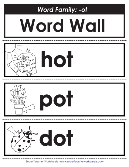 New Word Wall: -ot Words Worksheet New Word Wall: -ot Words Worksheet