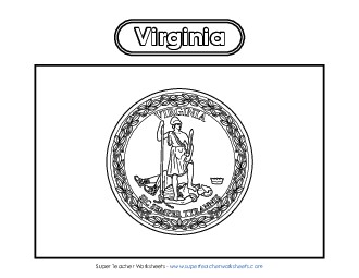 Virginia Flag Coloring Page States Individual Worksheet