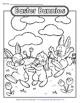 Coloring Page: Easter Bunnies Worksheet