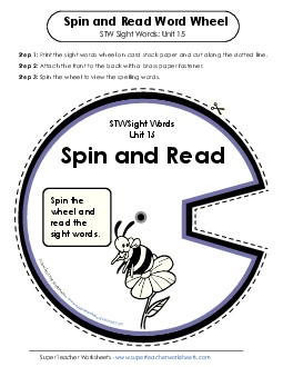 Spin and Read (Unit 15) Sight Words Worksheet