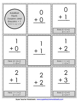 Flashcards: Doubles & Doubles Plus 1 Addition Worksheet