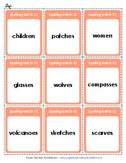 Flashcards (D-12) Spelling D Worksheet