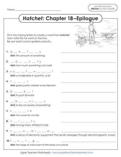 New Vocabulary Activity (Chapter 18–Epilogue) Worksheet New Vocabulary Activity (Chapter 18–Epilogue) Worksheet