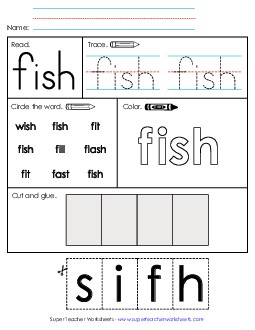 Worksheet 2: Fish Sight Words Individual Worksheet