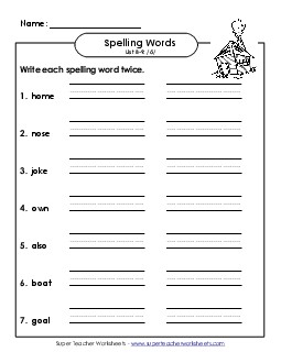 Write Twice (B-9) Spelling B Worksheet