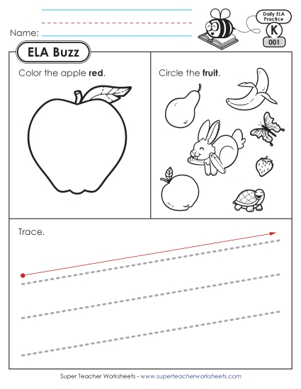 New Kindergarten ELA Buzz: Week 1<br>Worksheets 1 through 5 Worksheet New Kindergarten ELA Buzz: Week 1<br>Worksheets 1 through 5 Worksheet