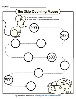 Skip Counting Mouse (By 100s) Free Worksheet