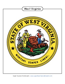 West Virginia State Seal (Full-Color Version) States Individual Worksheet