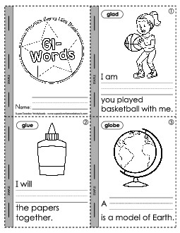 Mini-Book: Gl- Words Phonics Blends Worksheet