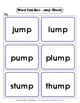 Flashcards (-ump) Word Families Worksheet