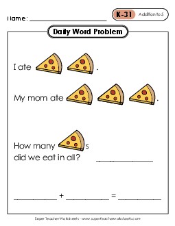 Daily Word Problems K-31 through K-35 Worksheet