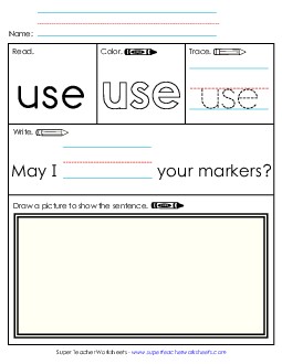 Worksheet 3: Use Free Sight Words Individual Worksheet