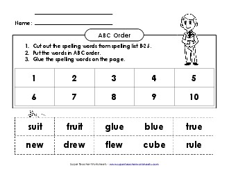 ABC Order: Cut and Glue (B-25) Spelling B Worksheet