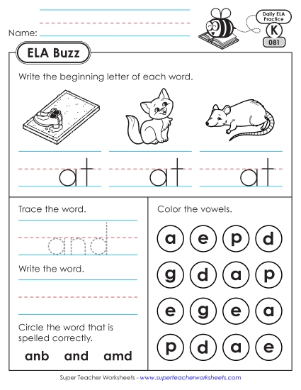 New Kindergarten ELA Buzz: Week 17<br>Worksheets 81 through 85 Worksheet New Kindergarten ELA Buzz: Week 17<br>Worksheets 81 through 85 Worksheet