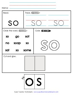 Worksheet 2: So Sight Words Individual Worksheet