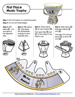 First Place Music Trophy  Awards Worksheet