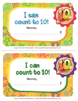 I can count to 10! Free Awards Worksheet