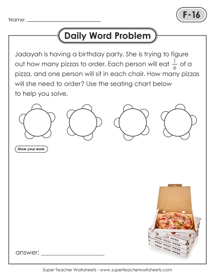 New Daily Word Problems<BR>F-16 through F-20 Worksheet
