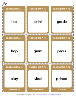 Flashcards (A-16) Spelling A Worksheet