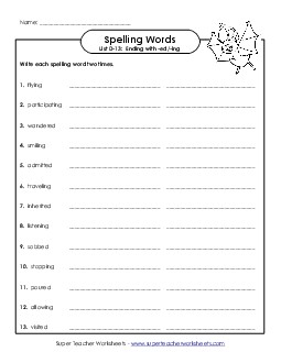 Write Twice (D-13) Spelling D Worksheet