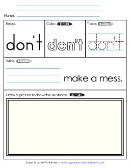 Worksheet 3: Don\'t Sight Words Individual Worksheet